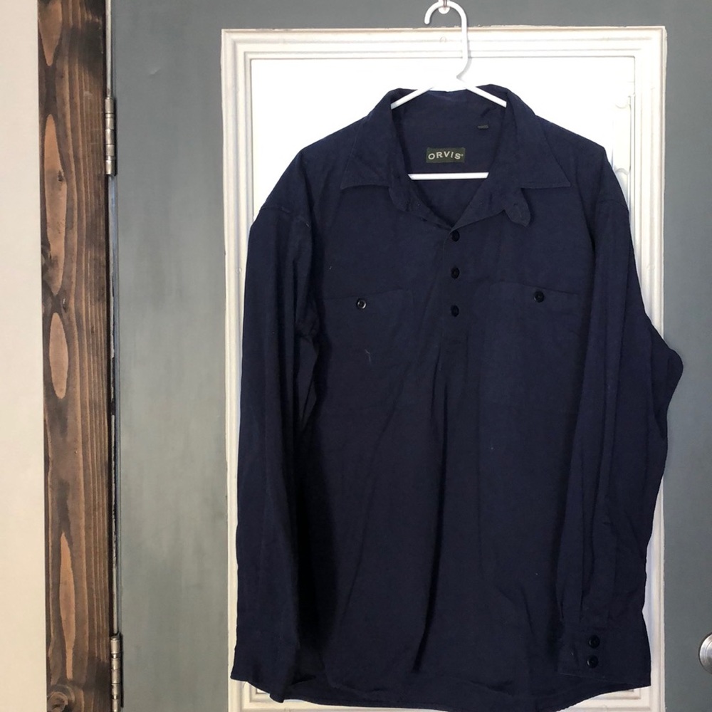 Orvis half button up long sleeve shirt